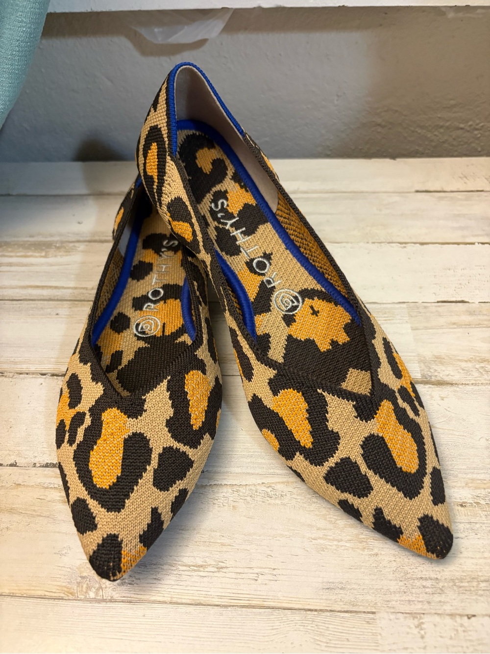 New Rothy’s The Point Flats Big Car Leopard Print Retired